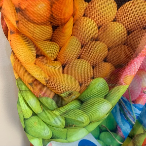 ZARA Blogger Fruit Stand Mesh Strappy Ruched Midi Slip Dress - Picture 4 of 15